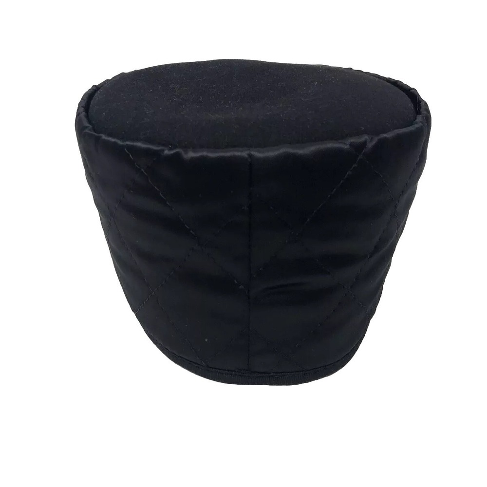 Vintage Krizia by Borsalino‎ Islamic Cap Mens One Size Black Quilted Satin